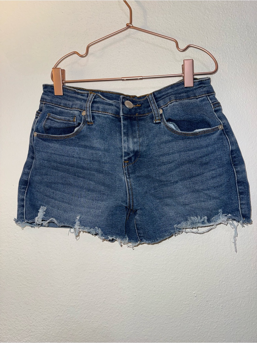Blank NYC Distressed High-Rise Denim Shorts - Blue